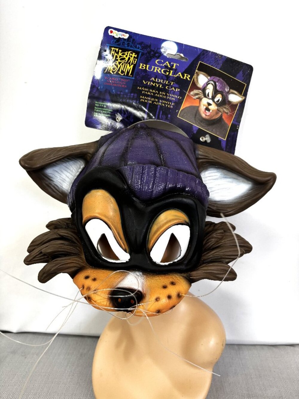 Disguise Fright Asylum Cat Burglar Adult Vinyl Mask Cap NWT NOS